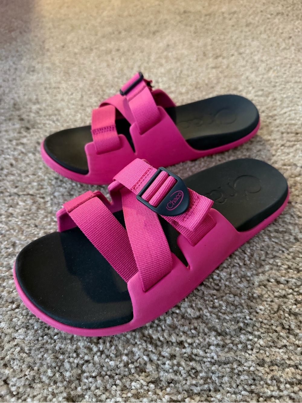 Chaco Pink Dual-Strap Slide Sandals